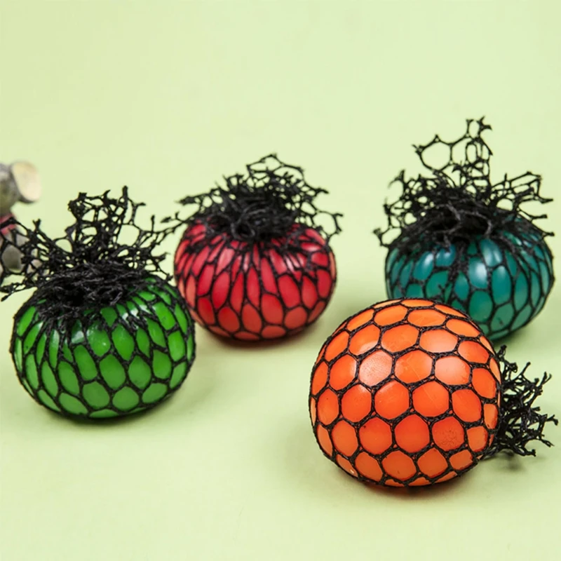 Squeeze Ball for Kids Adults Interactive Playsets Kits Squishy Mesh Ball Toy Anxiety Relief Ball Toy 2inch Grape Ball 5