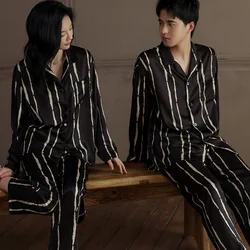 Spring New Couple Nightwear Women's Sexy Lapel Collar Long Sleeved Cardigan Sleepwear Men's Fashion Loose Casual Pajamas