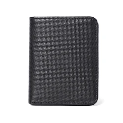 Compact Genuine Leather Slim Wallet - Unisex Card Holder & Coin Purse (Black 2)