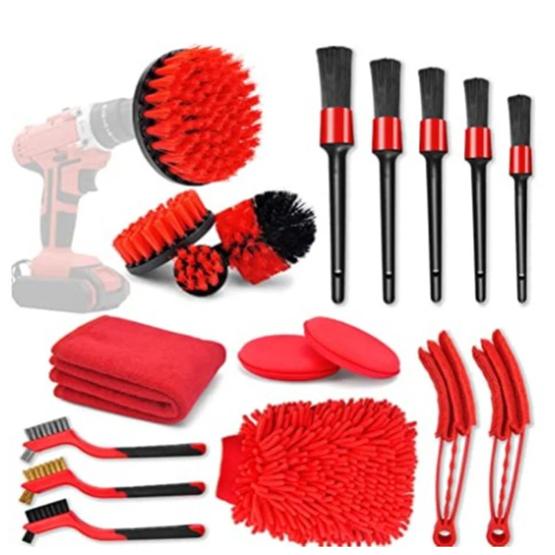Car Detailing Brush Set Power Scrubber Drill Brush For Car Leather Air