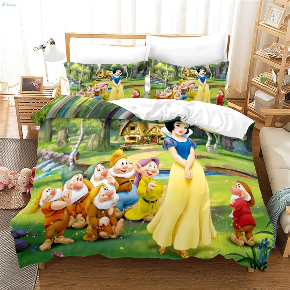 Hot Cartoon Disney Princess 3d Bedding Set Popular Mermaid Snow White Character Bed Linen Bedclothes Twin full Queen King Size