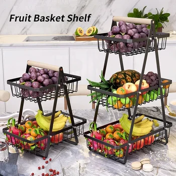 Design semplice multifunzionale Cesto di frutta a 2/3 strati Cucina Soggiorno Risparmia spazio Porta snack secchi Portaoggetti pieghevole 1