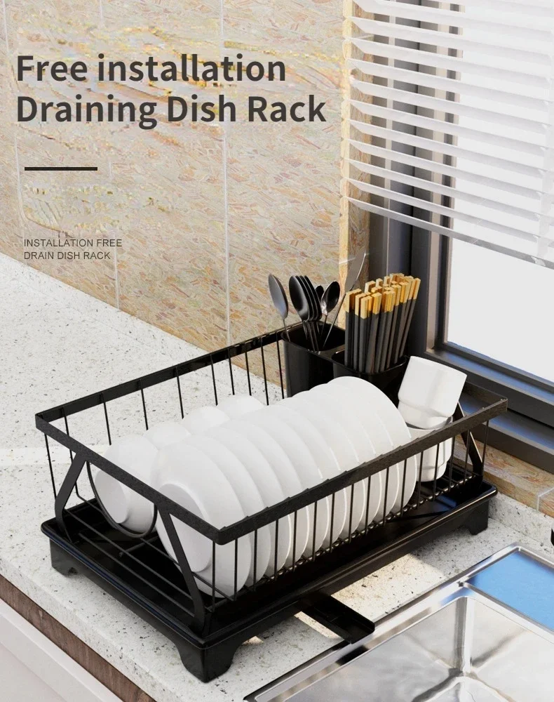 Kitchen Tableware Storage Rack Home Tableware Drain Storage Basket Floor-Standing Single-Layer Dishes Chopsticks Rack