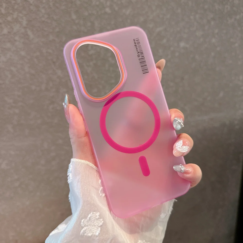 Translucent Frosted PC MagSafe Magnetic Phone Case with Wireless Charging Capability