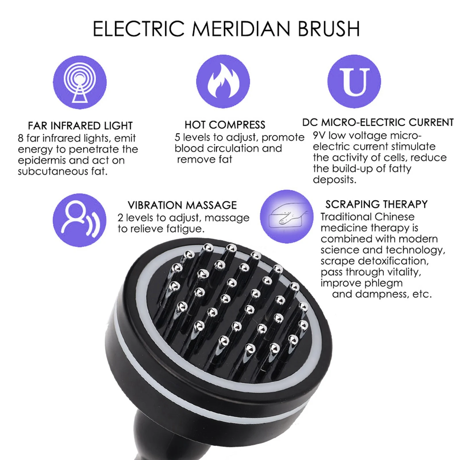 Electric Brush Infrared Micro-Electric Heating Scraping Device Slimming Body Brush Pain Relief Therapy Massage