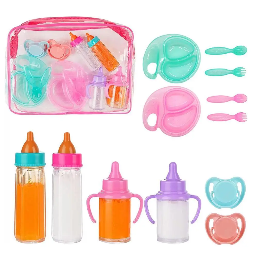 Set De 3 Biberones Mágicos Que Desaparecen – Juguetes De Alimentación Para Muñecas Con Efecto De Líquido Que Baja, Para Niños +3 Años, Accesorios De Juego De Roles