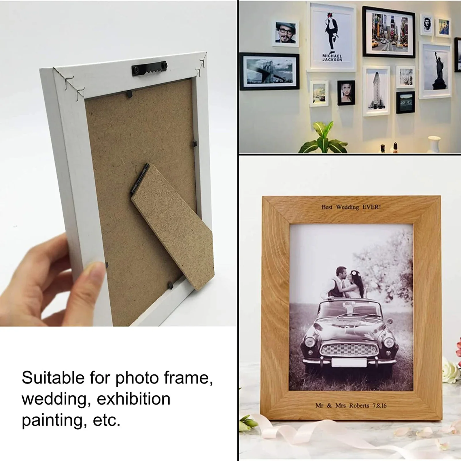 Picture Frame Hangers 20pcs Sawtooth Invisible Photo Frame Hook w/screw Metal Picture Wall Hanger Saw-teeth Painting 52*8mm/2inch Bronze/Gold/Black