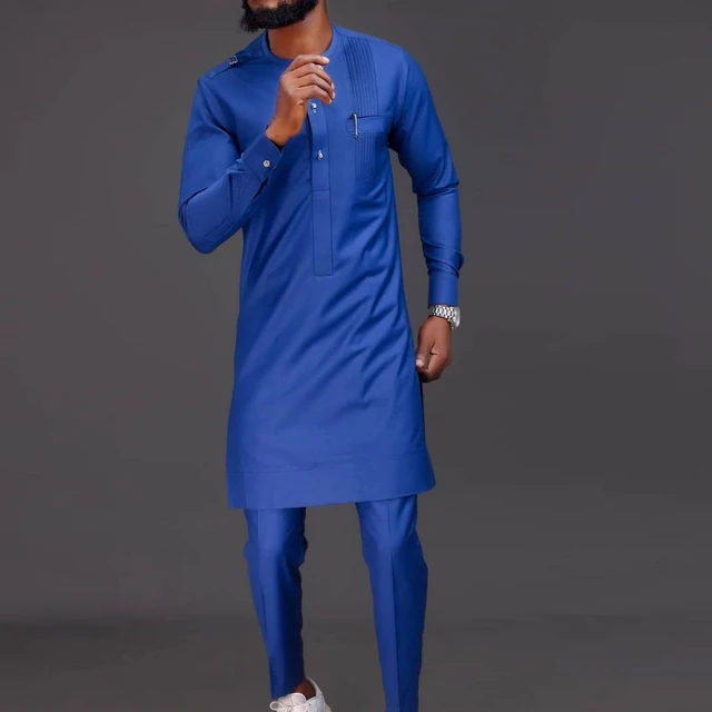 Kabiru Two-Piece Round Neck Long Sleeve Kaftan Outfit - Image 5