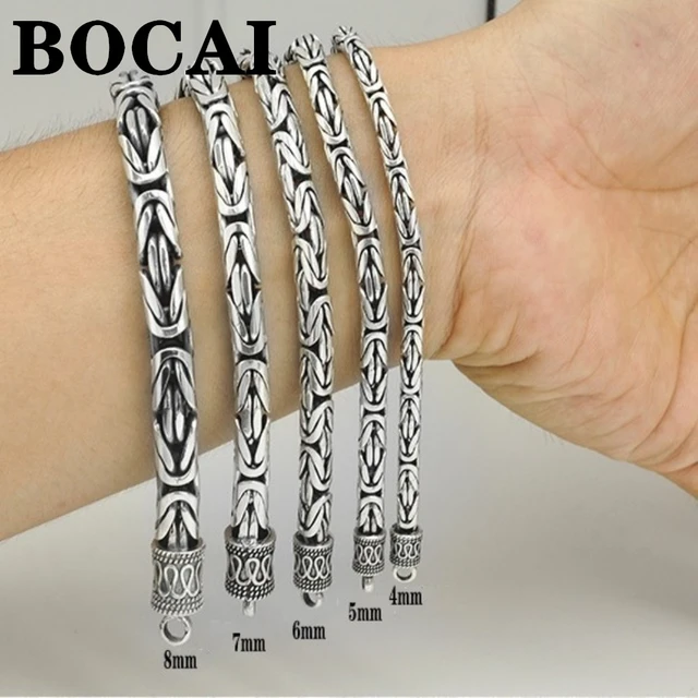 Sterling Silver Decorative Bali Mother Name Bracelets - DBL-SS7