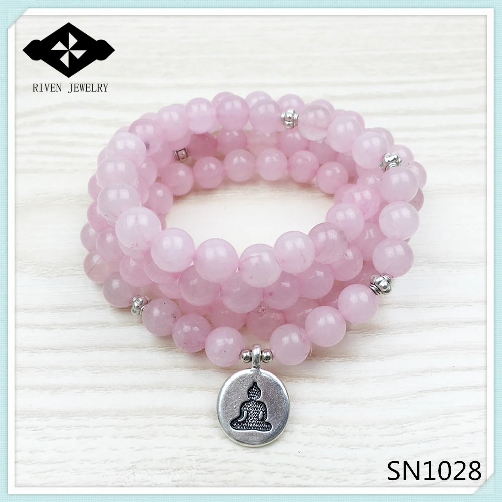 Ruberthen Womens Lotus 108 Mala Yoga Jewelry
