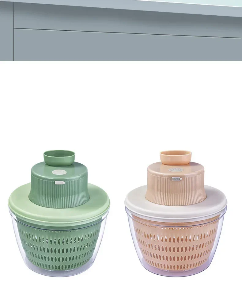 Description Picture 3 of itemElectric Vegetable Cutter 1PC Multifunction Dehydration Blue High Temperature Resistant 4L Drain Vegetable Cutting USB Charging