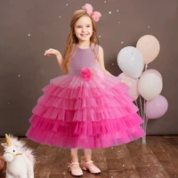 Stunning Little Big Girls 3D Flower Girl Birthday Party Pageant Graduation Ceremony Rainbow Layered Ruffled Cupcake Tutu Dress 2