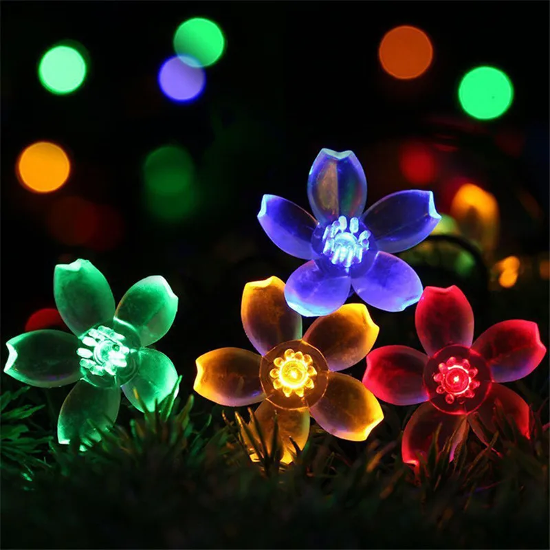 30 LED Solar Powered Rope Lights Cherry Blossom Fairy Garland Crystal Flower Christmas Wedding Party Garden Outdoor Decoration solar wall lights outdoor Solar Lamps