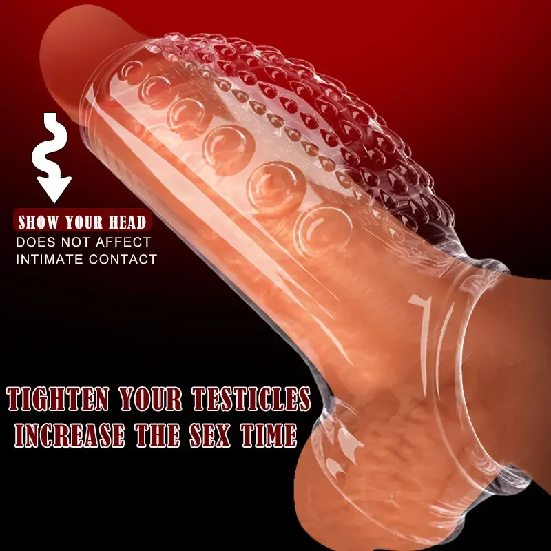Penis Enlargement Sex Toys for Men Cock Ring Stretcher Extender Sleeve Reusable Condoms