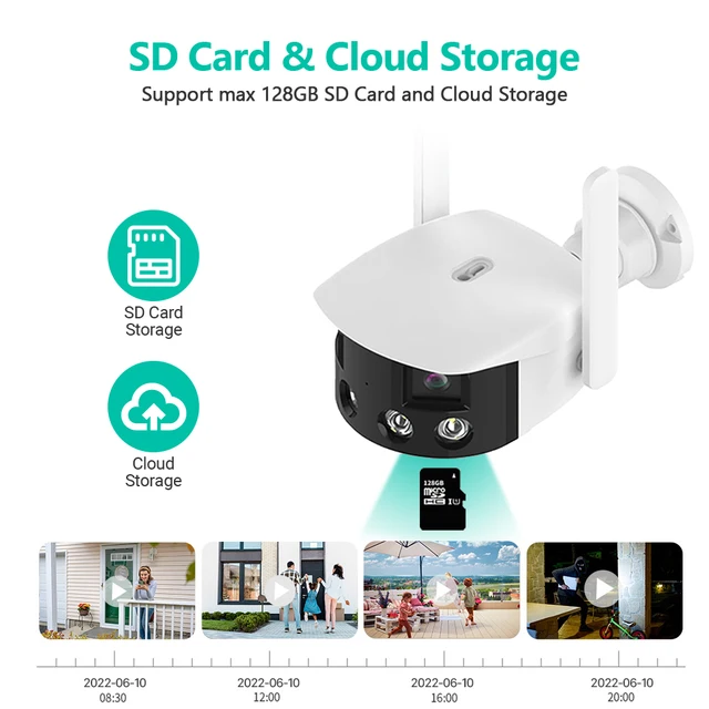 4K 8MP Dual Lens Panoramic WIFI Camera 180° Wide Viewing Angle AI Human Detection 4MP ICSEE Surveillance IP Camera 6