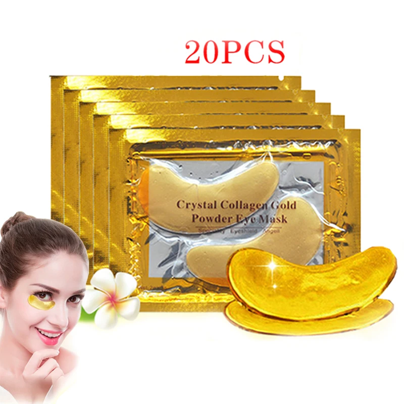 Eye Mask Collagen Eye Mask 10Pairs = 20pcs Crystal Collagen Gold Eye Mask for Eyes Skin Care