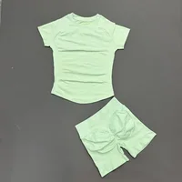 Ensemble de sport 2 pièces pour femme : T-shirt à manches courtes taille basse et short, idéal pour la gym, l'entraînement, le fitness, le jogging, le yoga – Doux et extensible 6