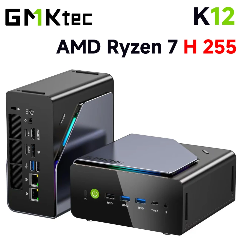 GMKtec K12 Mini PC AMD Ryzen™ 7 H 255 Dual DDR5 5600MT/s 3*SSD