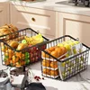 2 Tier Fruit Basket Kitchen Countertop Storage Organizer Fruits Vegetable Storage Iron Basket Bathroom Cosmetic Storage Rack 4
