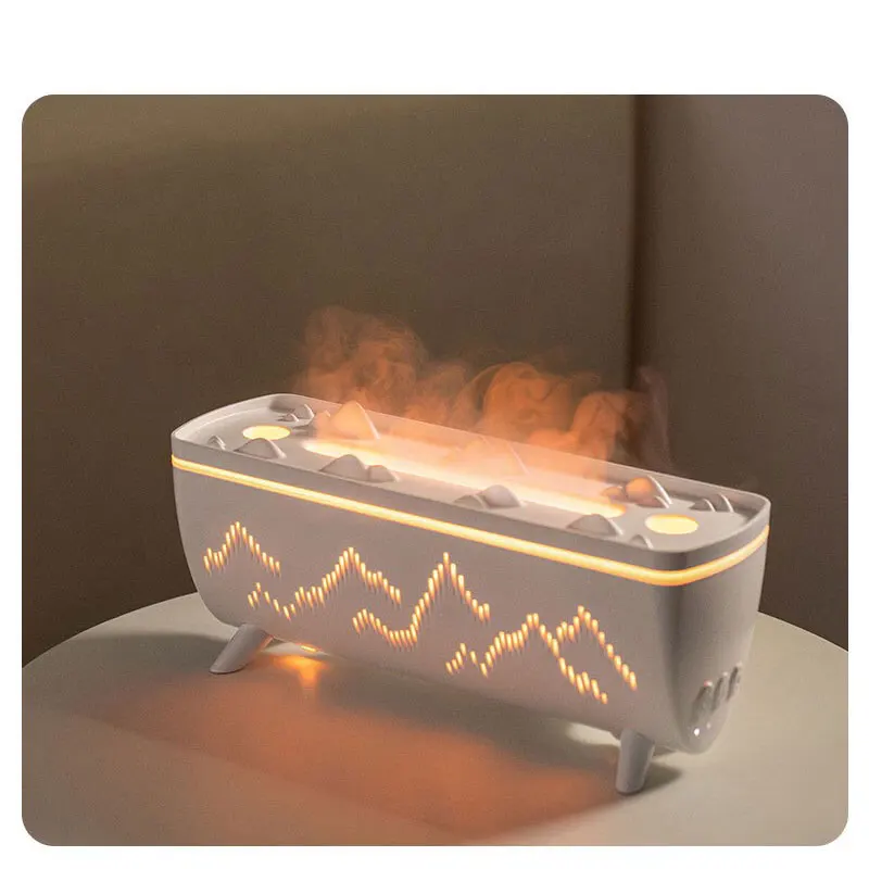 Humidificador Simulated Flame Household Aromatherapy Machine Desktop Ultrasonic Double Spray Office Humidifier 5