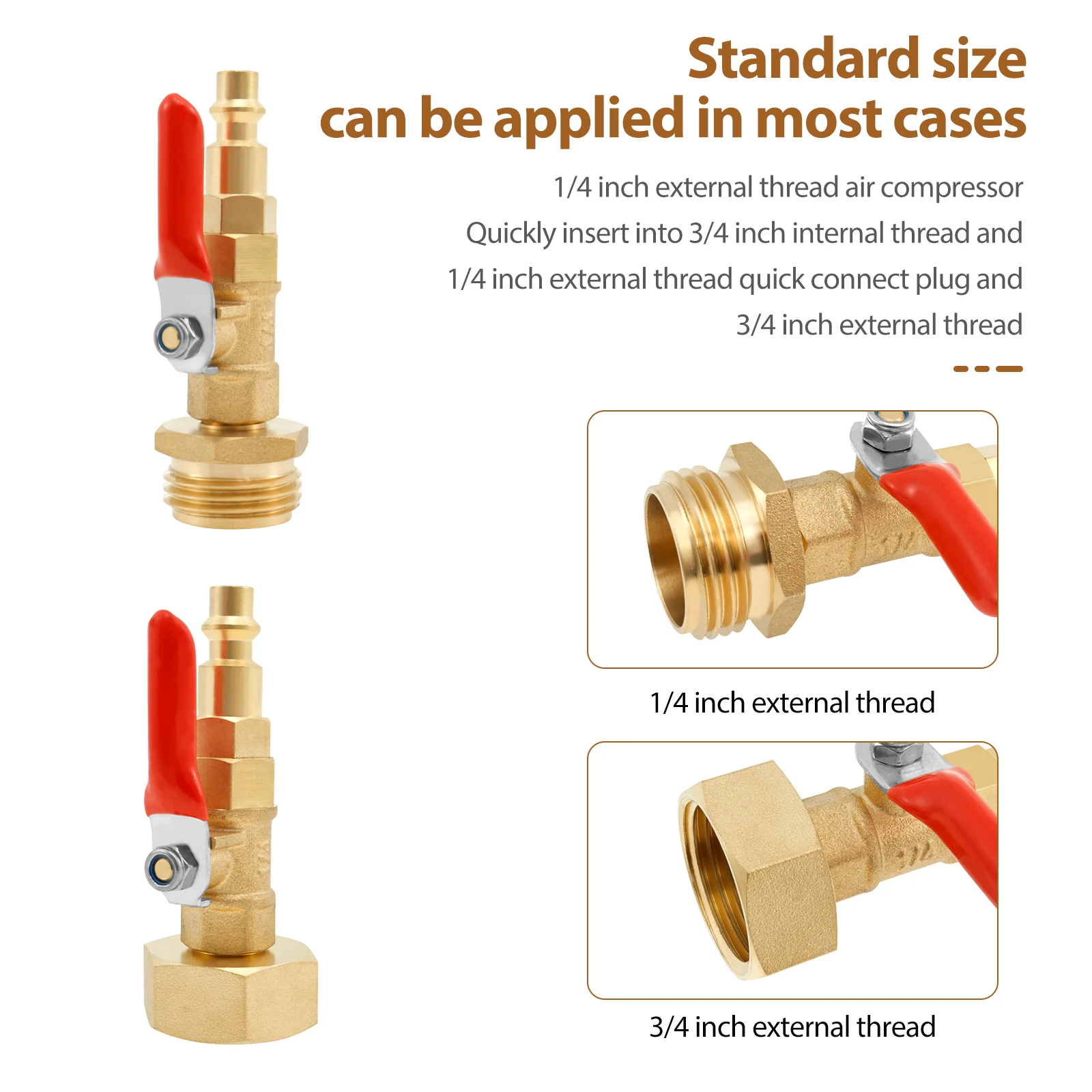 RV Winterize Blowout Adapter Brass Winterizing Quick Adapter with 1/4" Quick Connect Plug and 3/4" Garden Water Hose Threading
