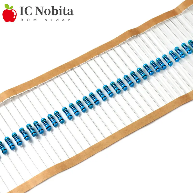 

20PCS 0.5W Metal Film Resistor 1% 1/2W Resistors 0.1~1M 100R 220R 330R 2 4.7 10R 47 100 220 360 470 1K 2.2K 10K 22K 4.7K 100KOhm