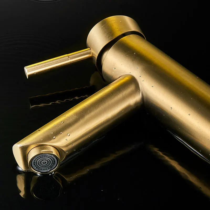 Brushed Gold Stainless Steel Bathroom Faucet Image 2