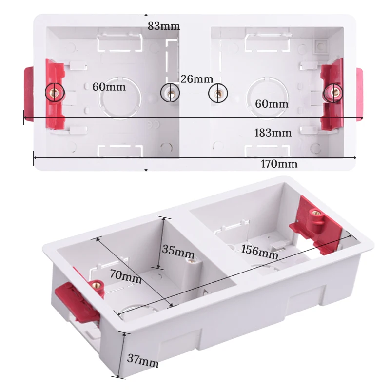 Coswall 86 Type 2 Gang Dry Lining Box For Gypsum Board Plasterboad Drywall 35mm Depth Wall Switch BOX Wall Socket Cassette