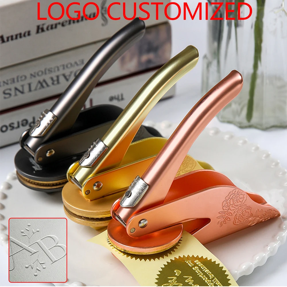 Custom Embosser Stamp LOGO DIY Personalized Book Embosser Seals for Letter Head Wedding Envelope Graduation Christmas Decoration