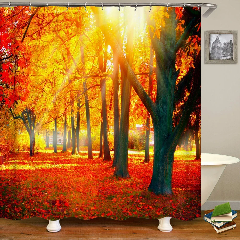 

Shower Curtain Various Autumn Dusk Forest Scenery 3D Printing Shower Curtains Polyester Waterproof Home Decor Curtain 180x180cm