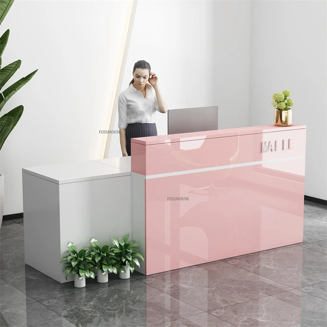 Nordic Reception Desk Commercial Table Cashier Desks Modern Simple Corner  Bar Table Beauty Salon Counter Company Front Desk - AliExpress