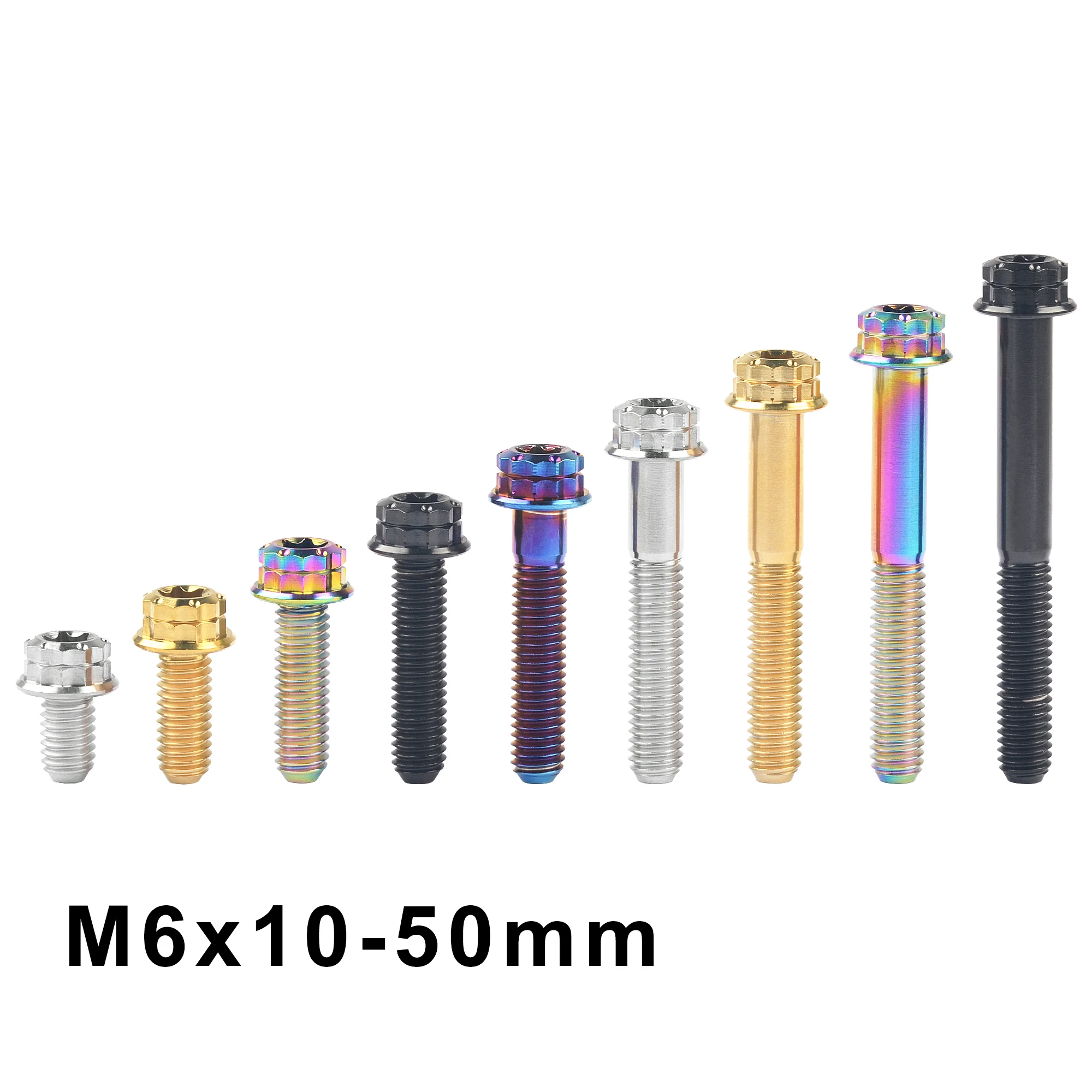 

Weiqijie Titanium Bolt M6x10 15 20 25 30 35 40 45 50mm Torx T30 Flange 12 Points Bicycle Motorcycle Head Screws 1Pcs