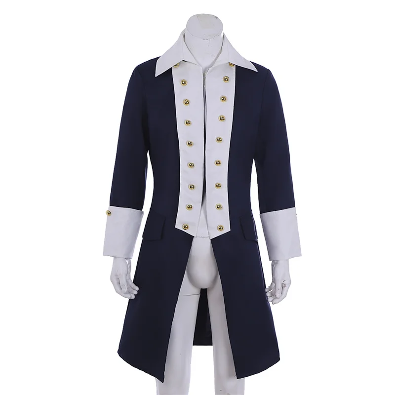 18Th Century Mens Royal Military Jacket Costume Medievale Blue Uniform Cosplay Regency Jacket Coat George Washington Tudor Outf