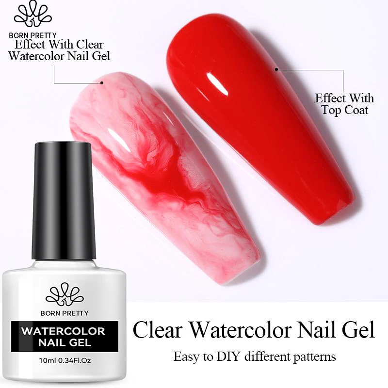 

BORN PRETTY Blossoming Gel Polish Nail Art Transparent Nail Polish Watercolor Smook Effect Soak Off UV Nail Art Paint Manicure