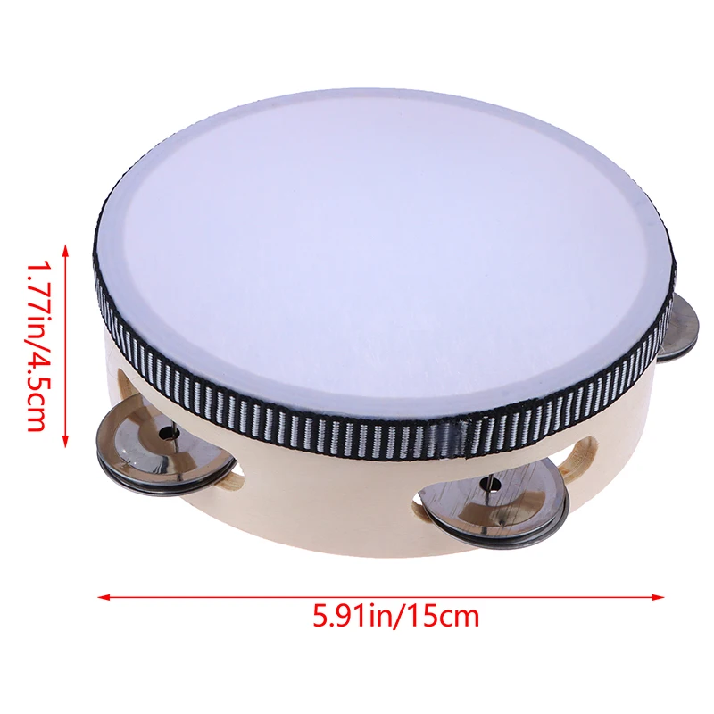 1pcs 15cm Wooden Tambourine Kids Hand Drum Baby Toy Percussion Musical Instrument For Children Educational Timbrel Clapping Drum