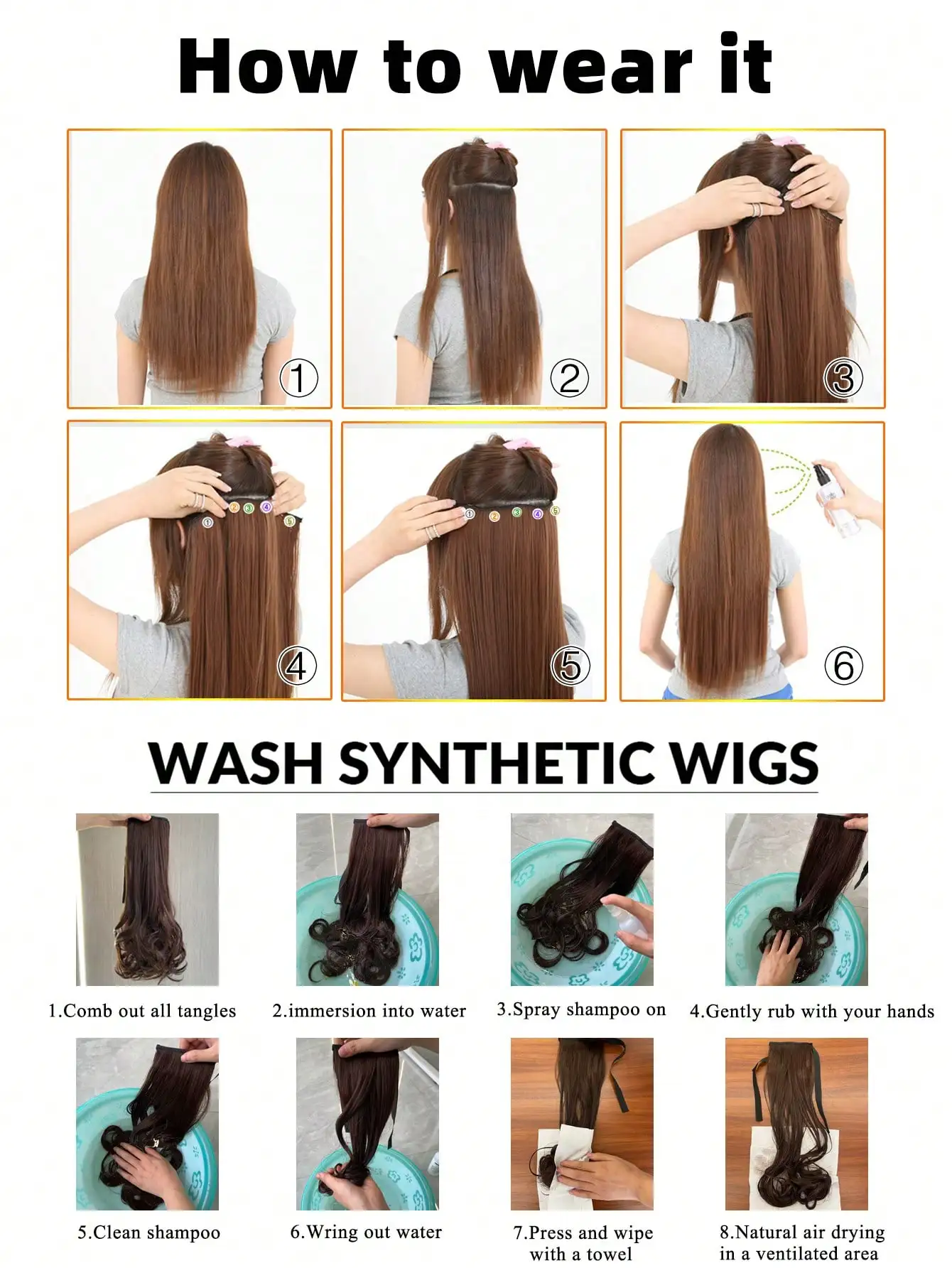 100cm Synthetic Clip-In Hair Extension 6