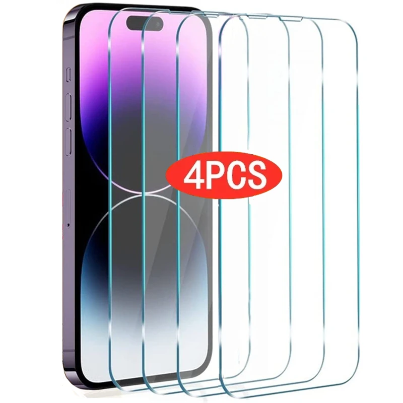 

4Pcs Tempered Glass For iPhone 14 15 Pro Max Screen Protector For iPhone 13 12 Mini 11 Pro 6S 7 8 Plus X XR XS Max Glass