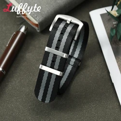 Premium Nylon Watch Strap - Soft, Stylish Wristband in Blue, Green, and Gray, - 22mm (Black Gray)
