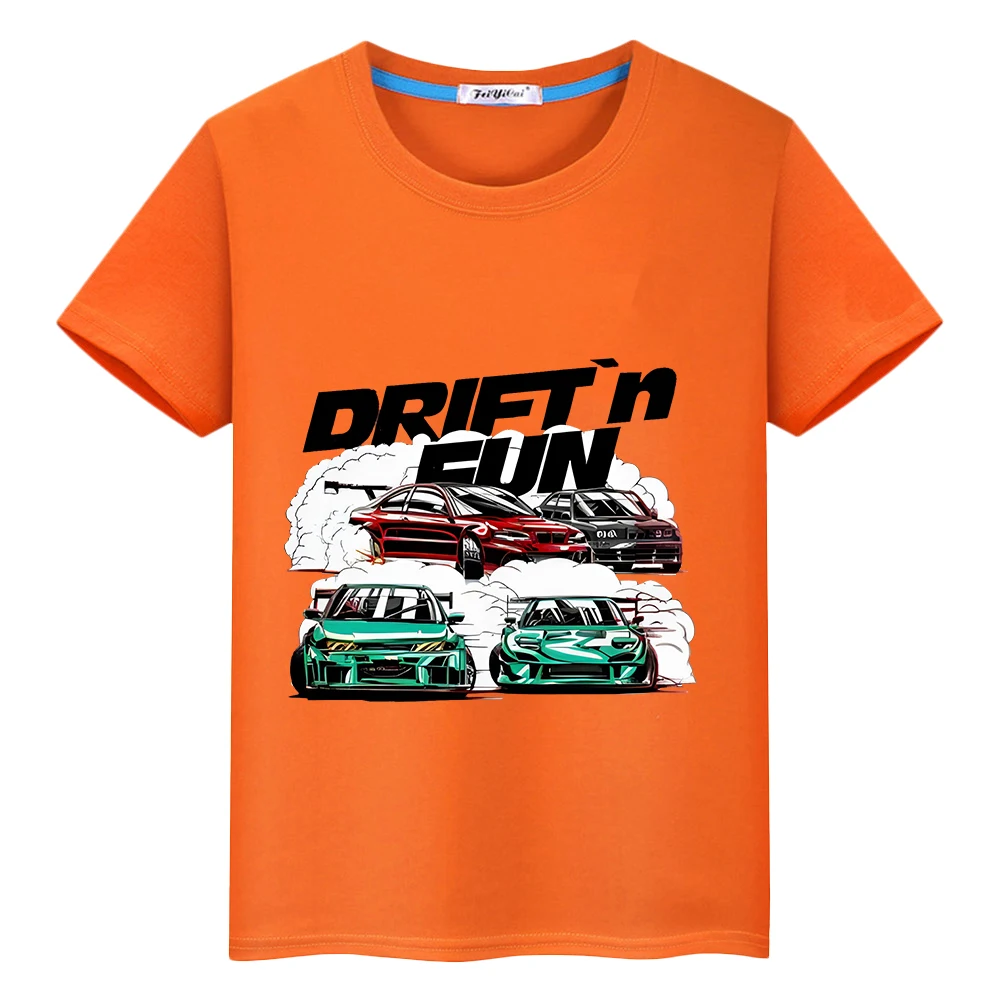 Japanese Car Print 100%Cotton t shirt for kids boy 10years y2k one piece pride tshirt JDM Manga MK Anime Short kids clothes girl 3