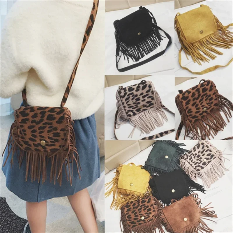 Kids Girls PU Leather Shoulder Bag – Cute Mini Crossbody Purse with Tassel, Messenger Bag for Baby & Children – Wallet Style