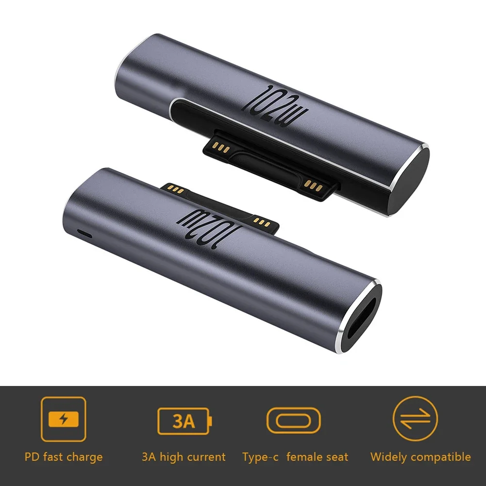 For Microsoft Surface Pro X/8/7/6/5/4/3/Go/Book to USB Type C PD Fast Charging Adapter Tablet Magnetic Converter Charger Adapter
