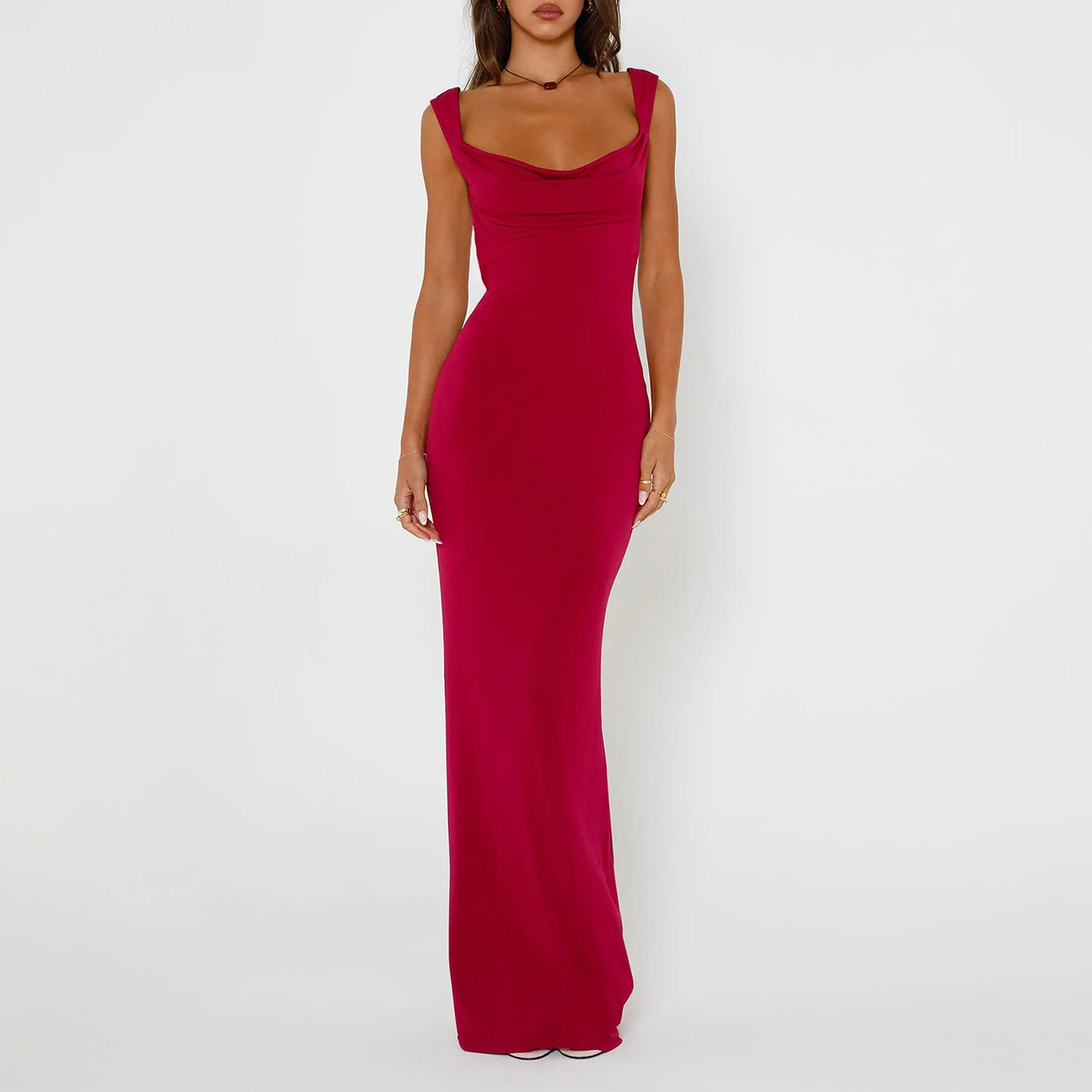 

Women Strap Bodycon Dress Backless Slim Fit Low Cut Maxi Tank Dress Sleeveless Bow Decor Elegant Party Club Wrap Long Dress Gown