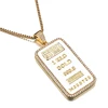 VANAXIN RectangleCoin Credit Suisse Bullion Bar Ingot Badge Pendants Necklace For Men Plated GoldHip Hop Brass Jewelry 3