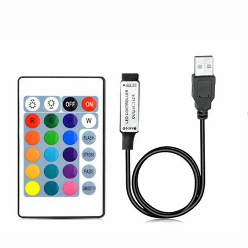 Telecomando Wireless Rgb Led Controller 5V 24 Tasti Magic Home Rgb Control Usb Led Dimmer Per 5050 2835 5V Led Rgb Strip Lights