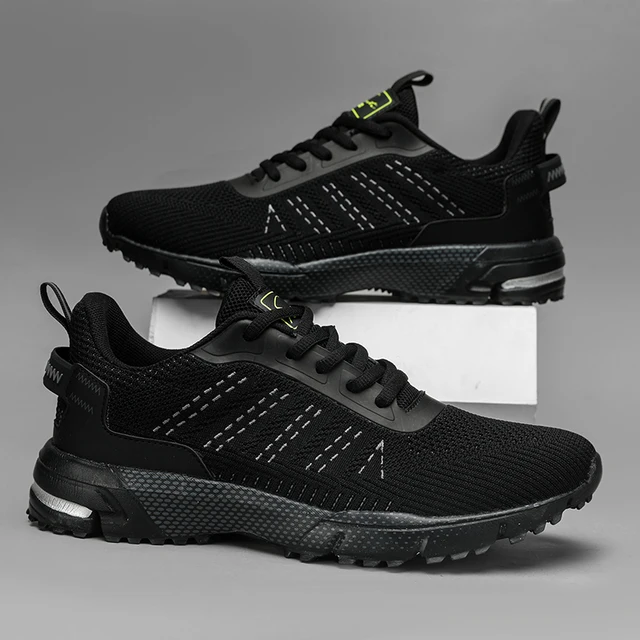 Breathable Lightweight Running Shoes for Men, Outdoor Sports Walking Shoes, Men's Shock-Absorbing Lace-Up Sports Shoes, Slippery and Comfortable, Suitable for Street Jogging and Hiking, Outdoor Activities, Suitable for All Seasons