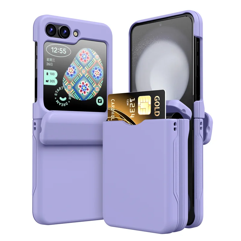 Shockproof Plastic Phone Case with Card Holder and Full Hinge Protection