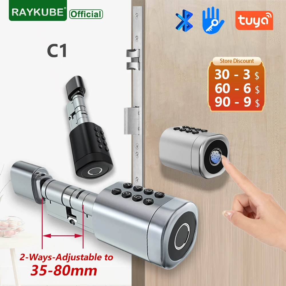 raykube-c1-tuya-ble-tt-lock-smart-door-lock-with-2-ways-adjustable-cylinder-length-fingerprint-password-app-key-ic-card-unlock