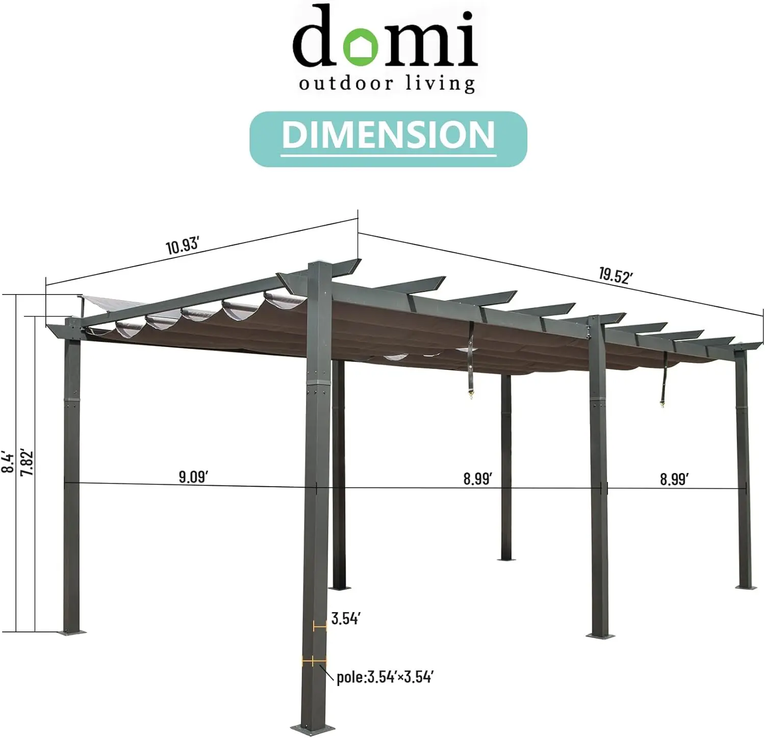 Retractable Pergola 11' x 20'Heavy-Duty Aluminum Shelter with Double Sun Shade Pavilion Extra Large Canopy for Gardens Backyard
