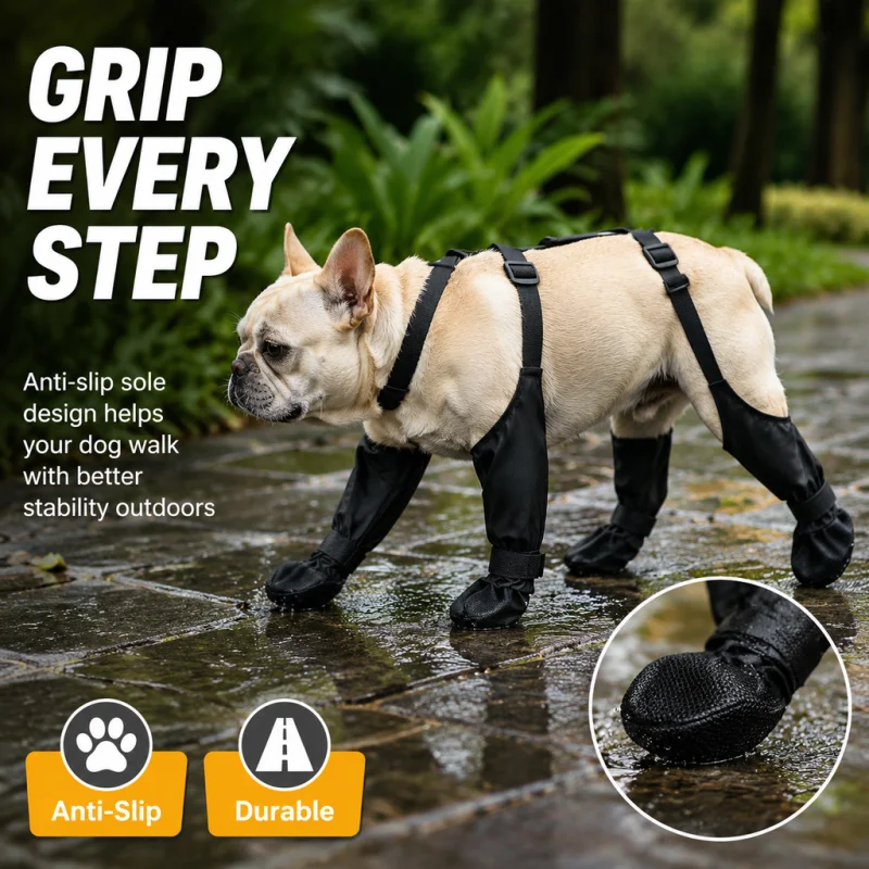 Waterproof dog boots with adjustable fit