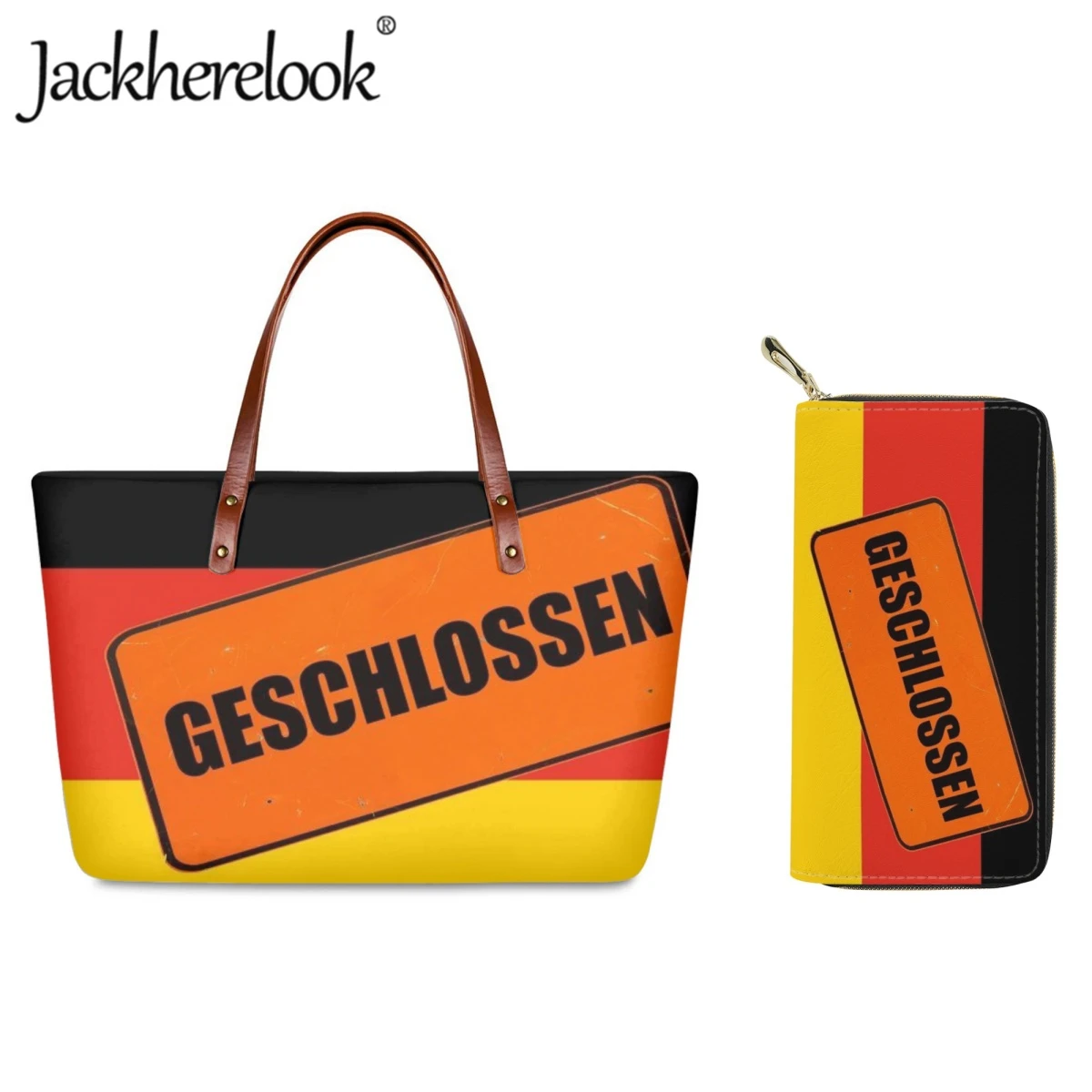 

Jackherelook Ladies Handbags German Flag High-quality Printing Bags Purse Sets for Women Shoulder Bag Large Capacity Tote Bag